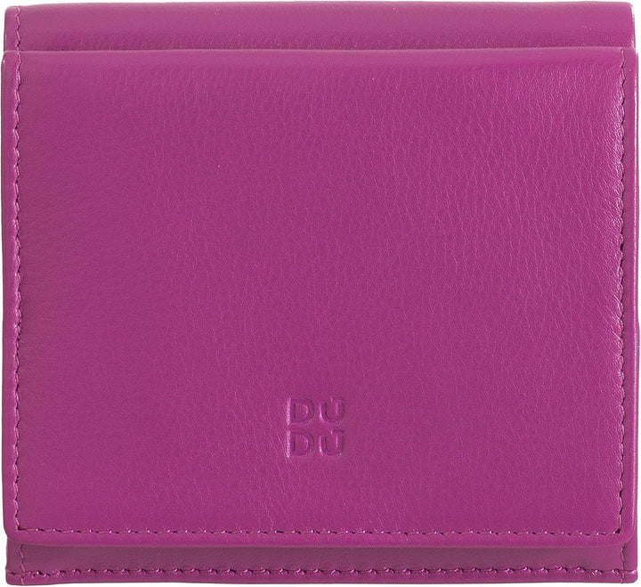 DUDU Mehrfarbiges Portemonnaie RFID in Leder mit Kartensteckfächer und Münzfach Fuchsia, Fuchsia