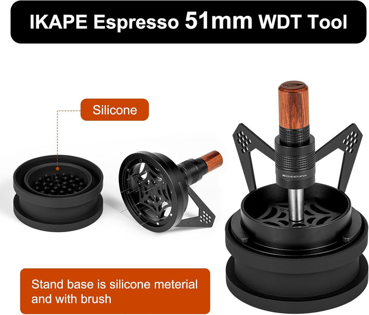 IKAPE Mantis WDT Distribution Tool, 51MM Espresso Rührer Distribution Tool für Barista - 8 Nadel Esp