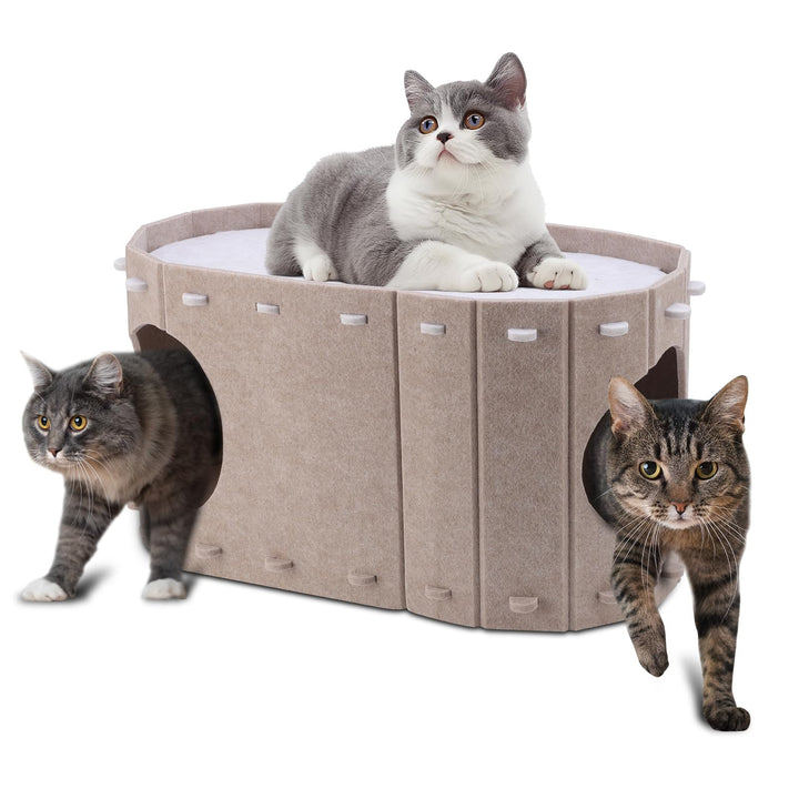 Filz-Katzenbett mit extra viel Platz, Winterfester Katzenkorb & Katzenschlafplatz – Robustes Katzenh