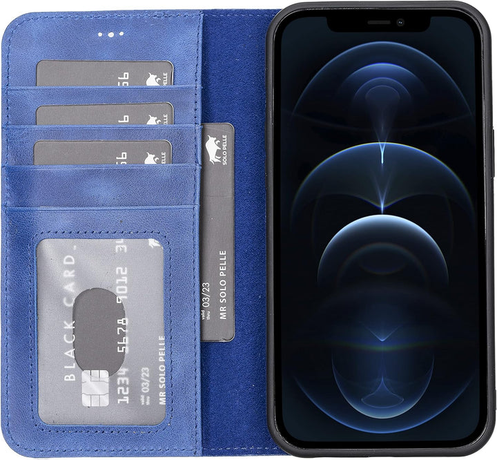 Solo Pelle Lederhülle kompatibel für iPhone 12 Pro Max in 6.7 Zoll abnehmbare Hülle (2in1) inkl. Kar