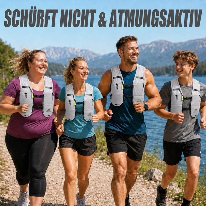 Laufweste Damen mit 500ml Trinkflasche/2L Trinkblase, Leichter Trinkrucksack Laufen Herren 6L, Runin