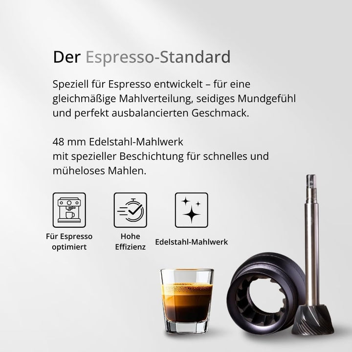 1Zpresso J-Ultra Manuelle Kaffeemühle Eisen Grau, Konisches Mahlwerk, Klappgriff, Magnetischer Auffa