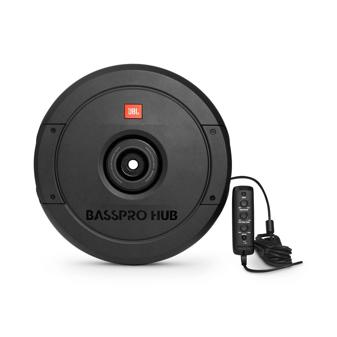 JBL BassPro Hub 11" Reserverad Aktiv Subwoofer Auto Set - 300 Watt Auto Subwoofer mit eingebautem Ve