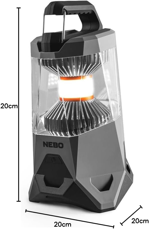 NEBO Galileo 1000 Lumen Laterne, wiederaufladbar, mit Flex-Power, 360˚ C.O.B LED-Beleuchtung, Schwar