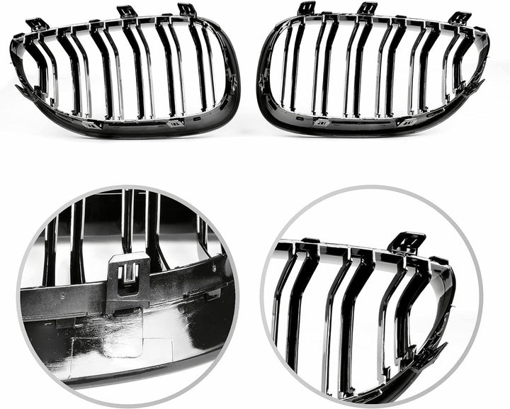 YIUBCZOQI E60 Nieren Schwarz,Kühlergrill passend für BMW 5er E60 E61 M5 2003–2009 E60 E61 Grill Nier