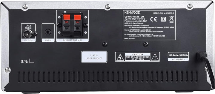 KENWOOD M-925DAB-S - Micro HiFi-System mit DAB+, CD, USB, Bluetooth, 2 x 50 Watt RMS und TFT-Display