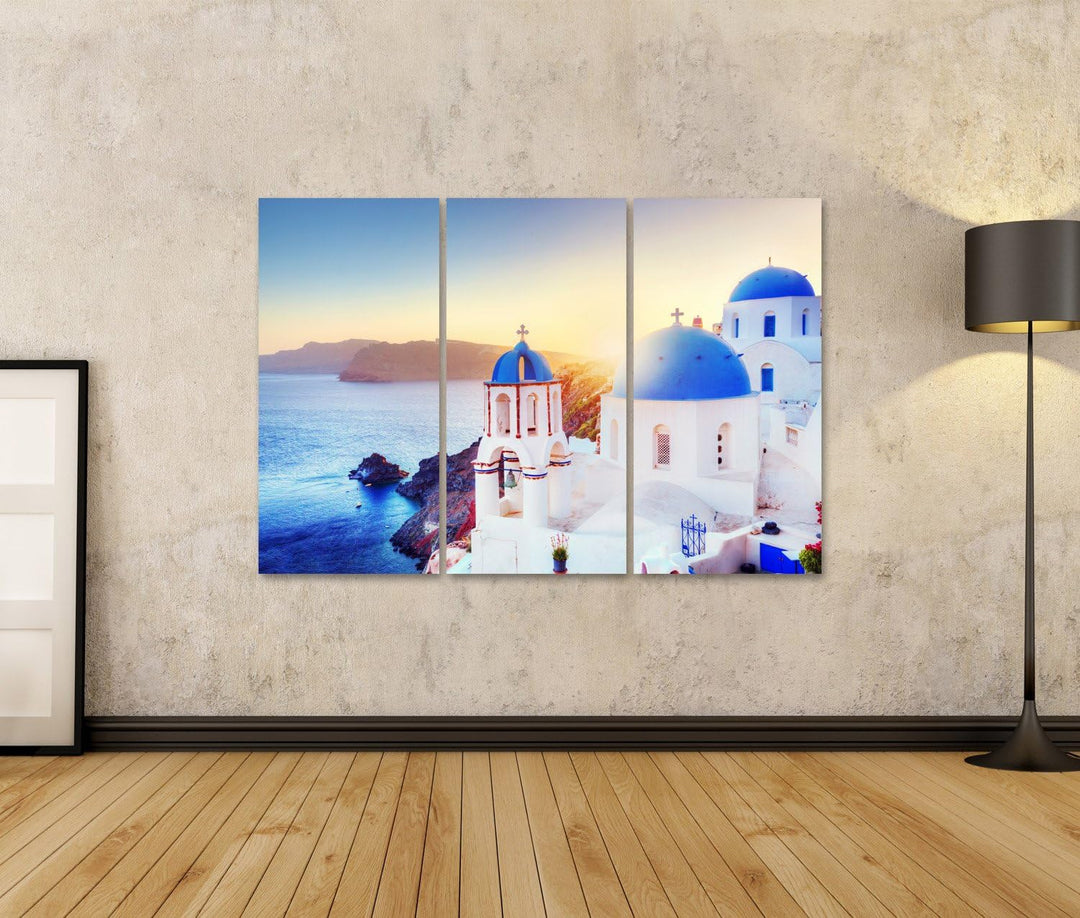 islandburner Bild auf Leinwand Oia Stadt Auf Santorin Griechenland Bei Sonnenuntergang Wandbild Post