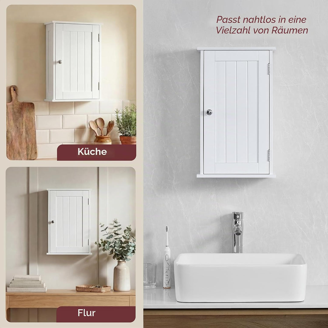 Bath Vida Priano Badezimmerschrank mit 1 Tür, Wandmontage, Aufbewahrungsregal, weiss Einzelner Bades
