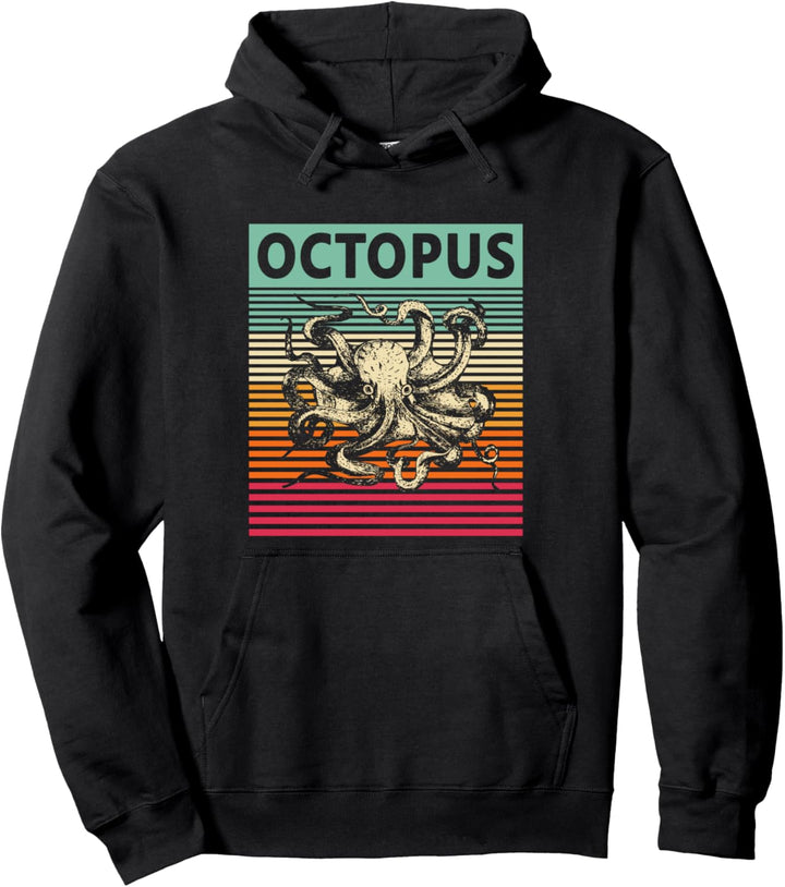 Retro Octopus Meerestiere Vintage Octopus Pullover Hoodie