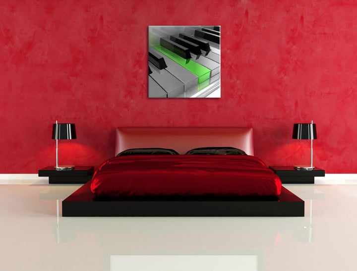 Piano Green Klaviertasten schwarz/weiss, Format: 70x70 auf Leinwand, 70x70