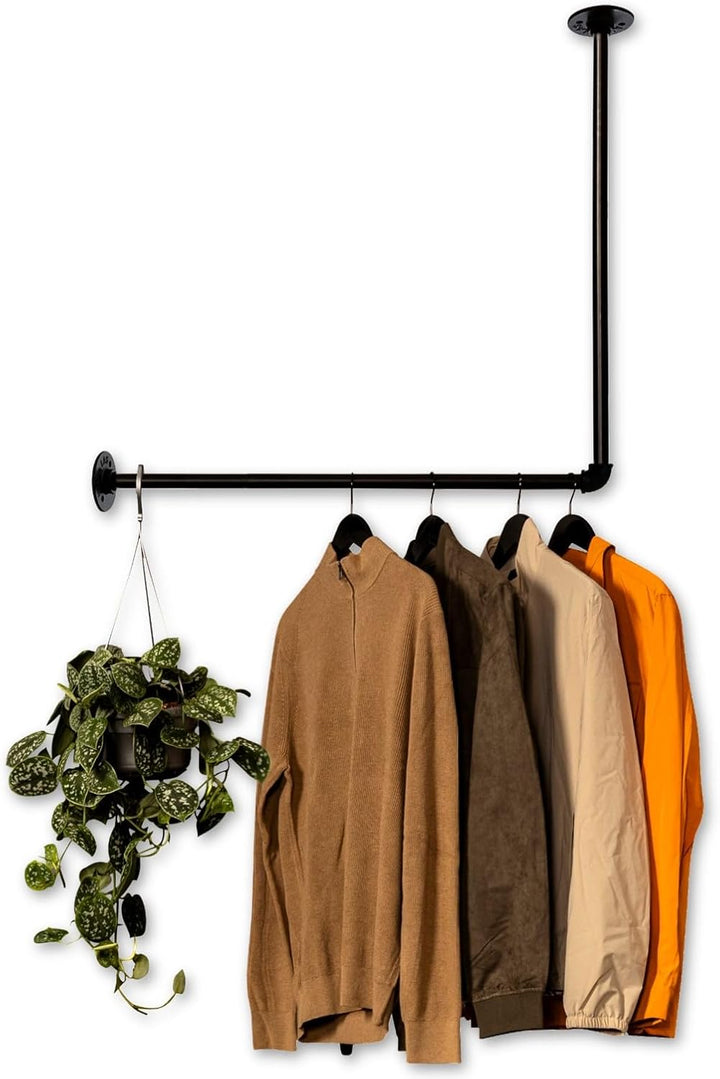 RSR Hangers Kleiderstange Garderobe Industrie Design für Ecke Wand Decke L-Form | Breite 100 cm x Hö
