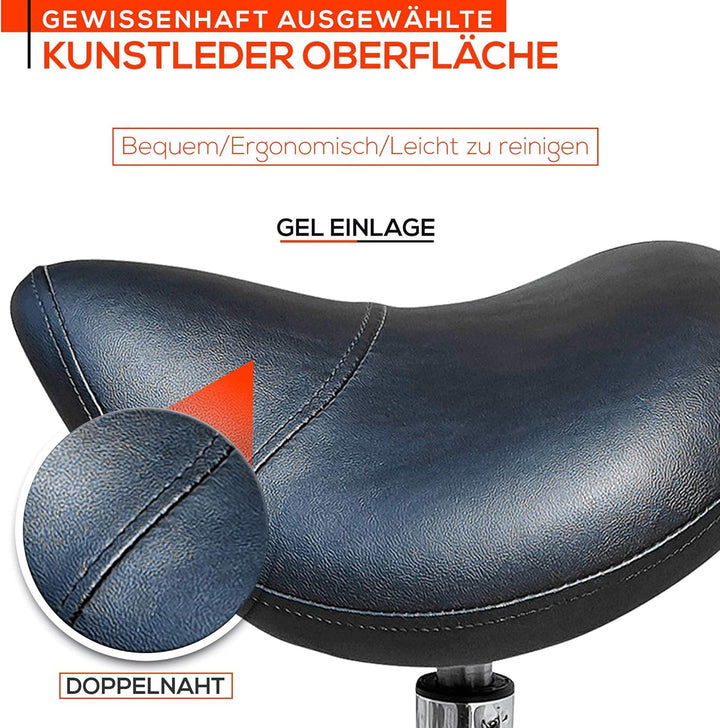 VAKON SALON - Sattelhocker auf hochwertigen Rollen mit Fussring - höhenverstellbarer Drehhocker 55-7