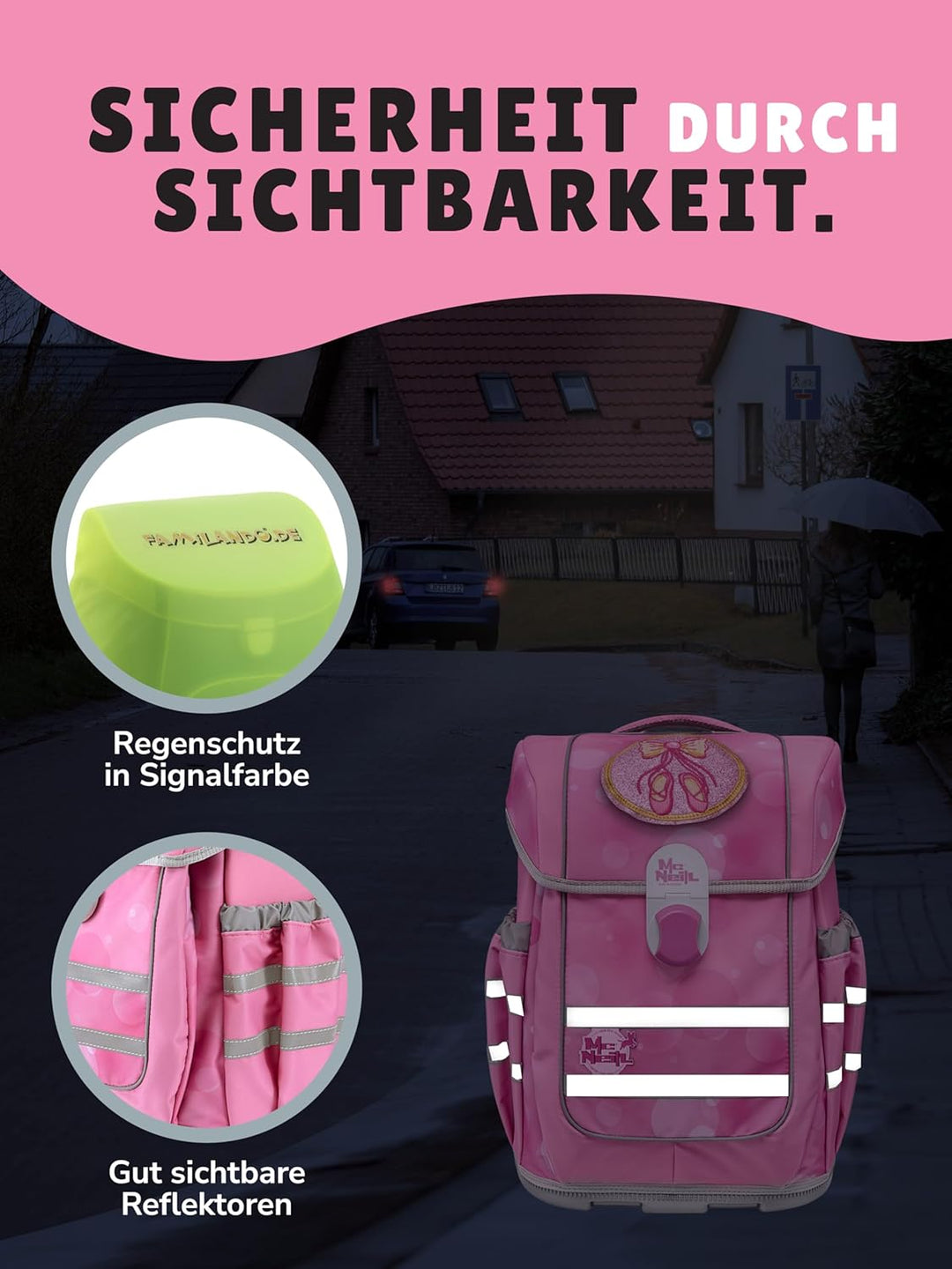 Familando - McNeill Ergo Complete Schulranzen Set - 8-teilig mit Lunch-Set - Ballerina - Ergonomisch