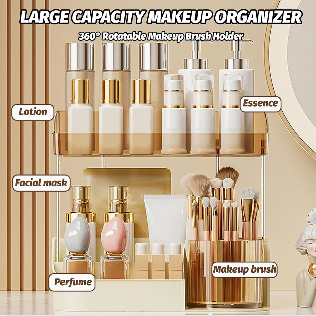 DASITON Make Up Kosmetik Organizer, 360° drehbarer Make Up Pinsel Organizer, Schmink Aufbewahrung fü