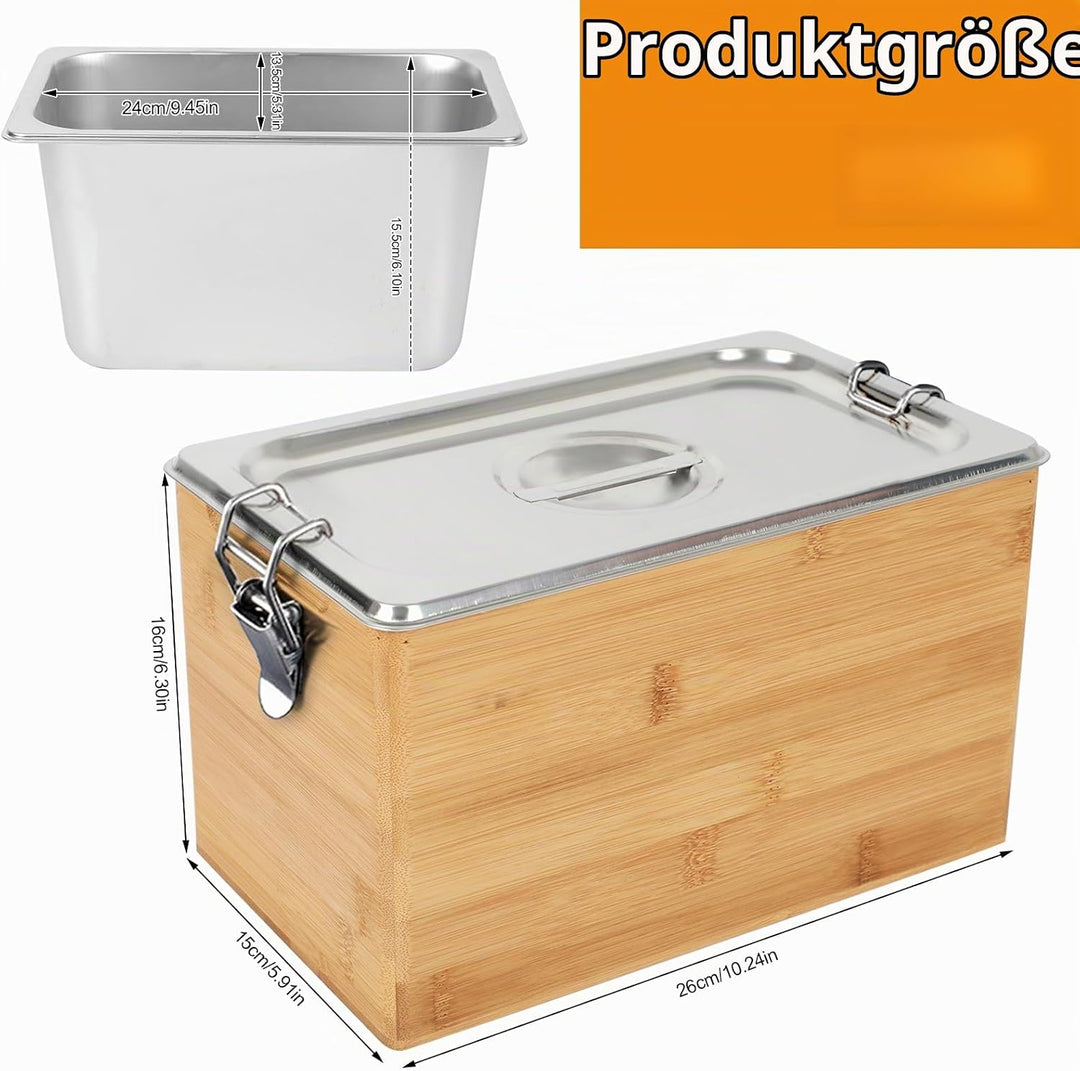 Komposteimer Küchen-Arbeitsplatte, Hölzerner Küchenkompostbehälter, Bio-Mülleimer, Edelstahlbehälter