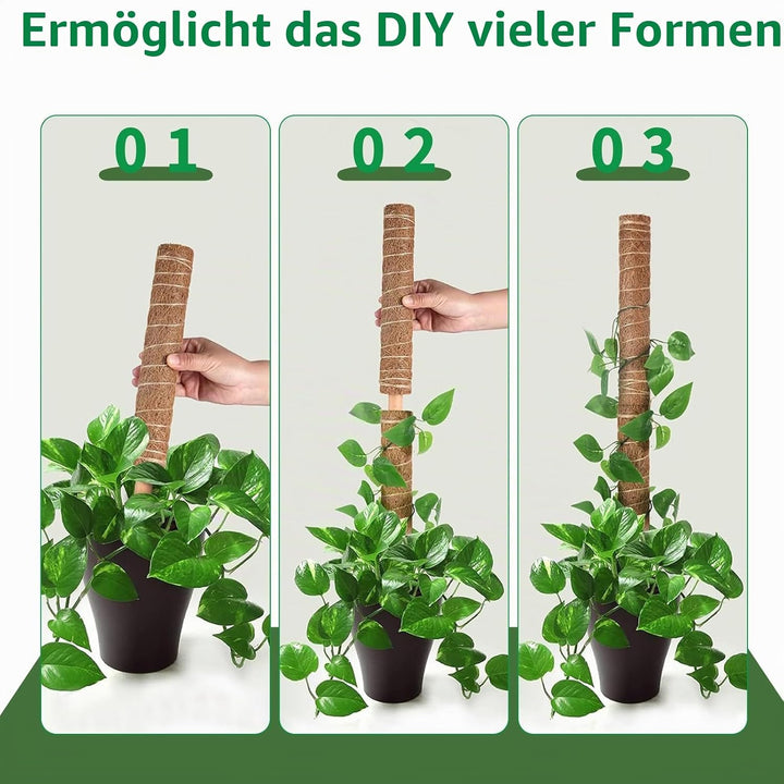 4 Stück 40CM Monstera Rankhilfe Moosstab Pflanzenstütze, Pflanzenstab für Monstera, Handmade Coco Co