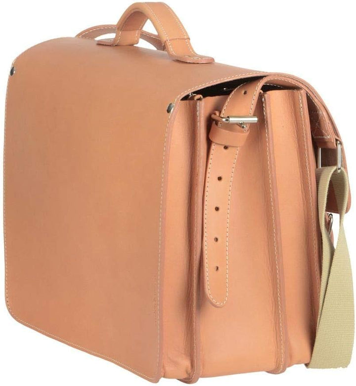 Ruitertassen Lehrertasche Leder 40cm 3 Fächer Schultasche Aktentasche Natur braun Damen Herren