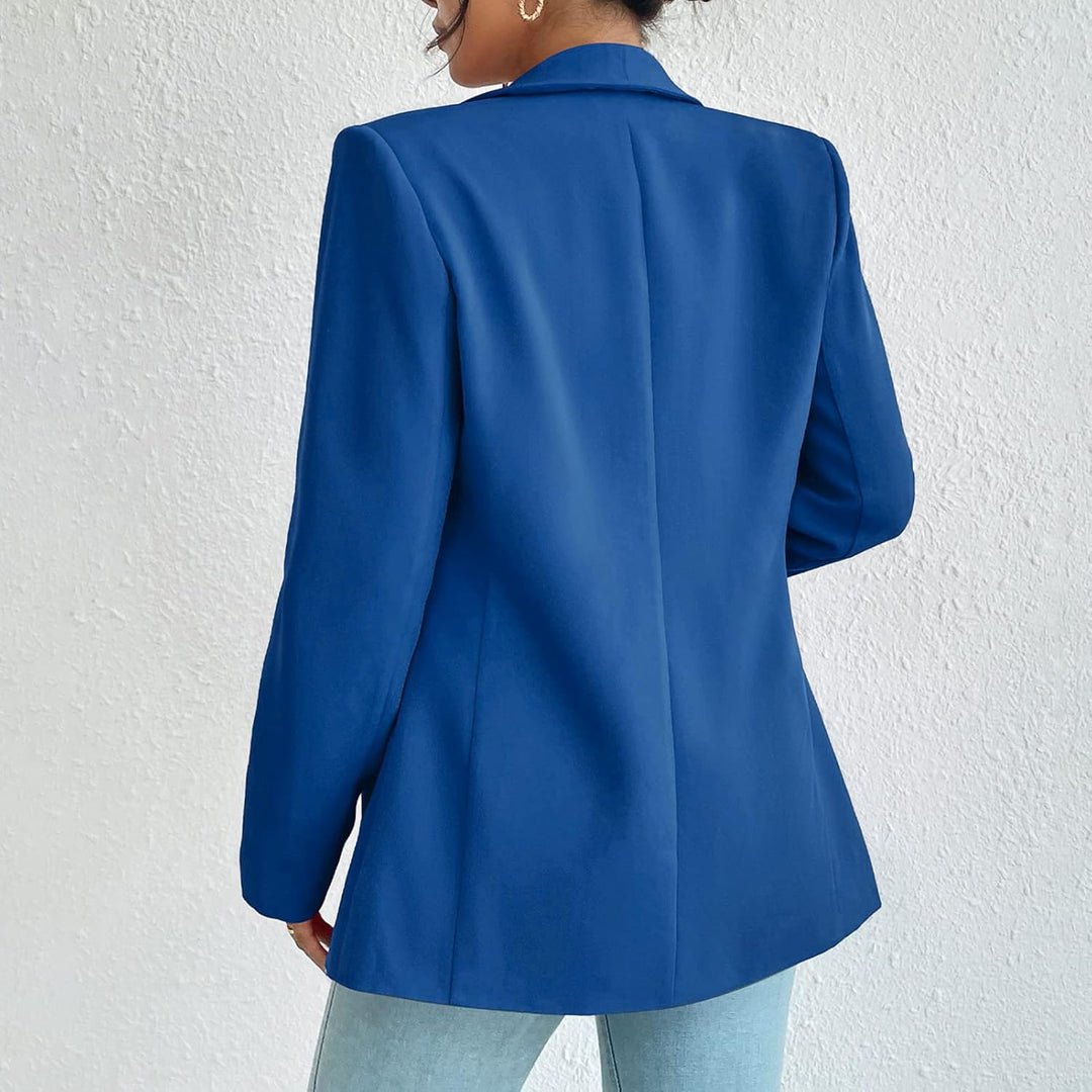 Damen Blazer Langer Casual Open Front Blazer Arbeit Büro Jacken mit Taschen Blau XS, Blau XS
