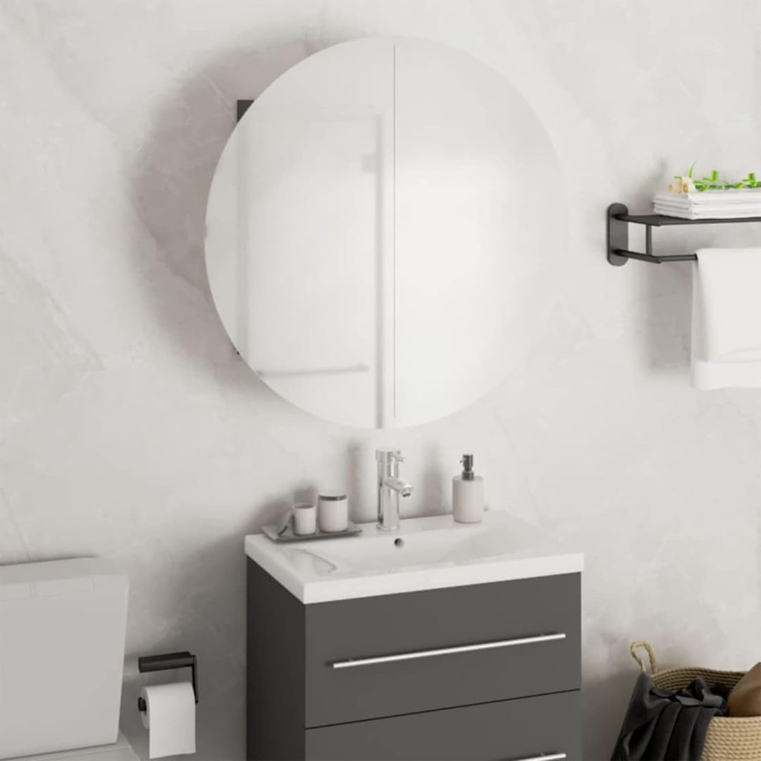 Tidyard Badezimmerschrank mit Rundem Spiegel & LED LED-Badschrank LED-Spiegelschrank Hängeschrank Wa