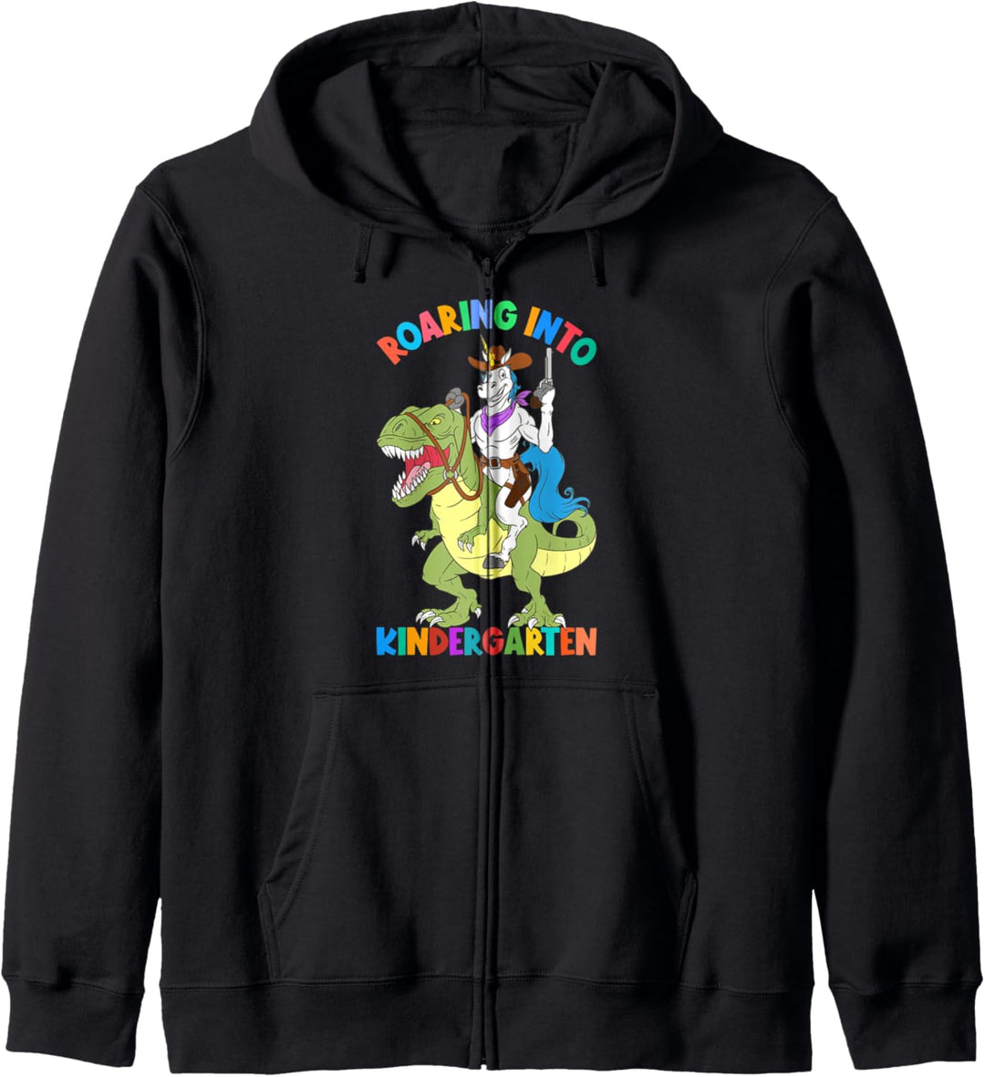 Roaring Into Kindergarten Einhorn auf Dinosaurier Back To School Kapuzenjacke