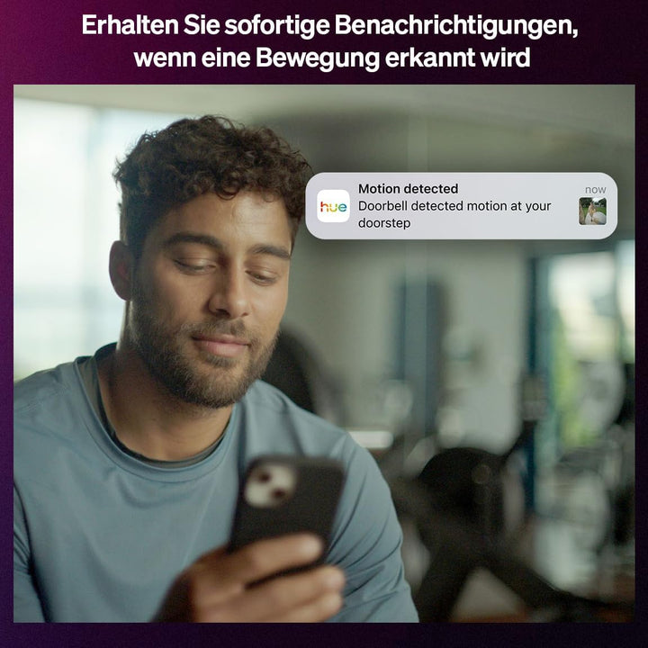 Philips Hue Secure kabelgebundene Video-Türklingel, 2K-Auflösung mit Weitwinkelansicht, Meldungsausl