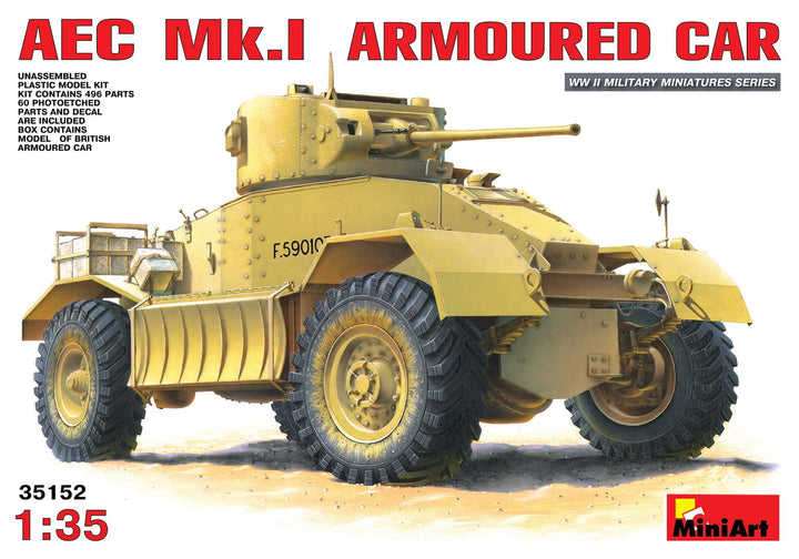 Mini Art 35152 1:35 Brit. Spähpanzer AEC Mk.I-originalgetreue Nachbildung, Modellbau, Plastik Bausat