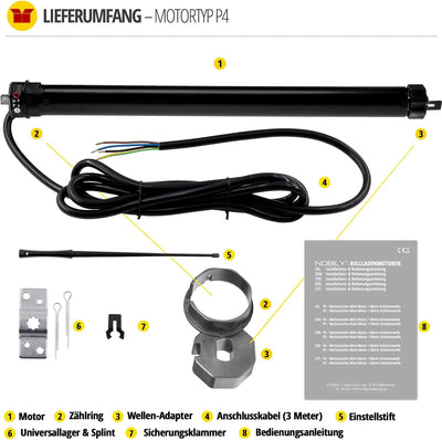 NOBILY *** Elektromechanischer Mini-Rolladenmotor P4 13/14-40 mit mechanischen Endabschaltern (Zugkr