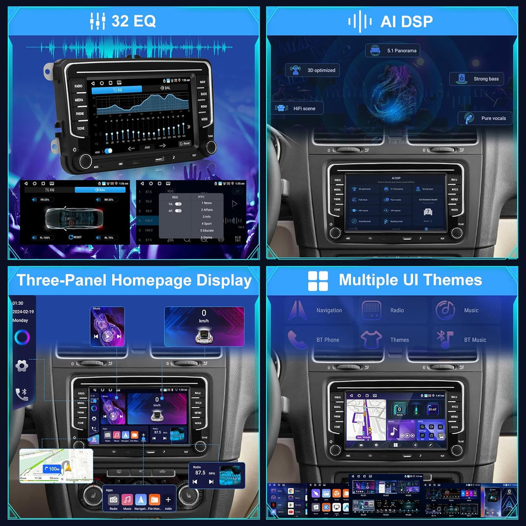 [4+64G] Android Car Stereo für VW Golf 5 6 Passat Polo Tiguan Touran Caddy Skoda Seat mit Wireless C