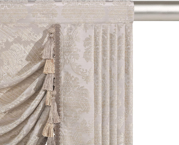 Swag Volant Vorhang für Schlafzimmer Esszimmer Wohnzimmer Küche, Damast Kurzstore Waterfall Volant-V