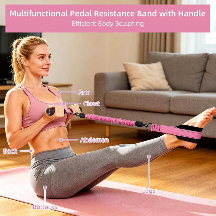 Pedal Widerstandsband mit Griff Set für Frauen Bauchtrainer | Pedalwiderstandsgerät für Bauch Taille
