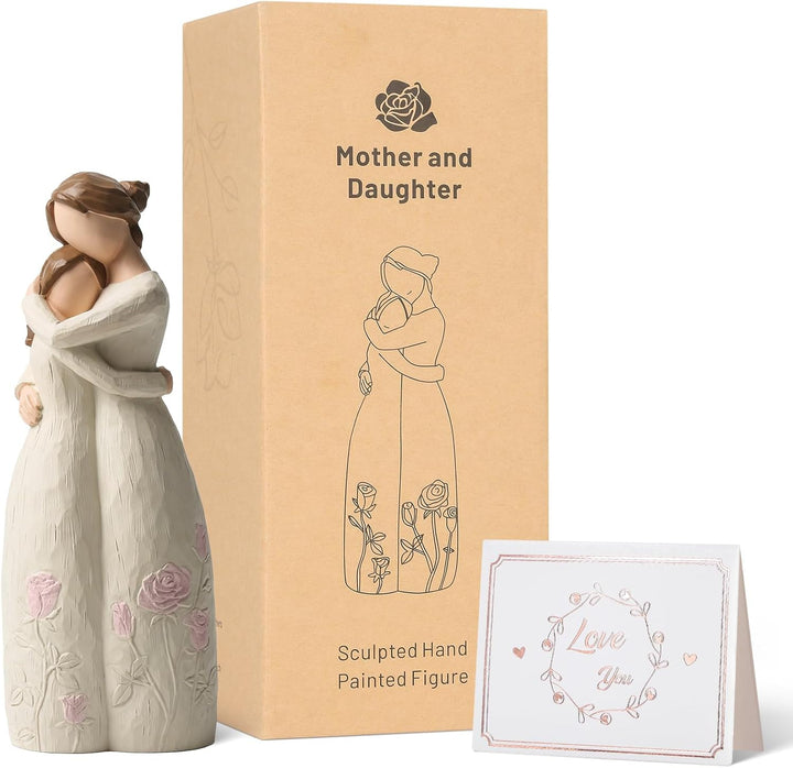LEWOME Gifts for Mom from Daughter, Mother and Daughter Hand Painted Figurines, Birthday Gifts for M