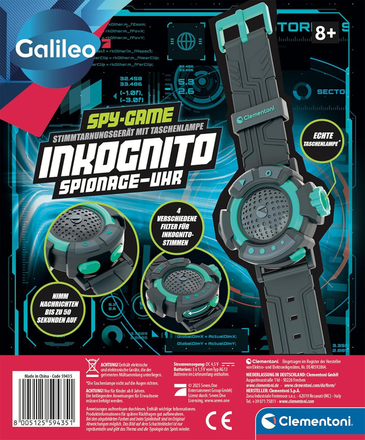 Galileo Spy Inkognito Spionage-Uhr - Hightech-Uhr mit Taschenlampe & Stimmenverzerrer für Spione, Ag