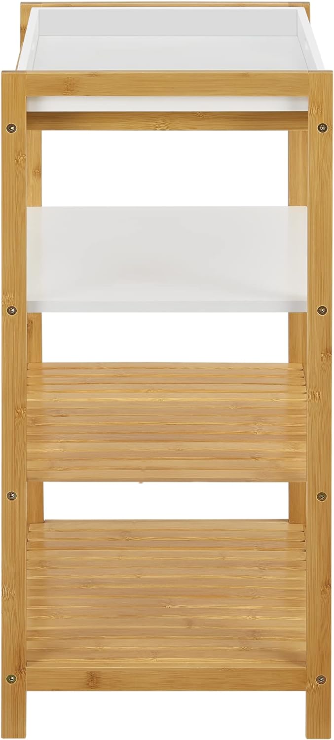 [en.casa] Bambusregal Kiuruvesi mit Tablettablage 70 x 43 x 33 cm Standregal mit 4 Ablagen Regal für