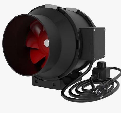 Rohrventilator 100 mm Anschluss 55 W Grow Fan Lüfter Abluft Gebläse für Growzelte Bad Lüftung dimmba