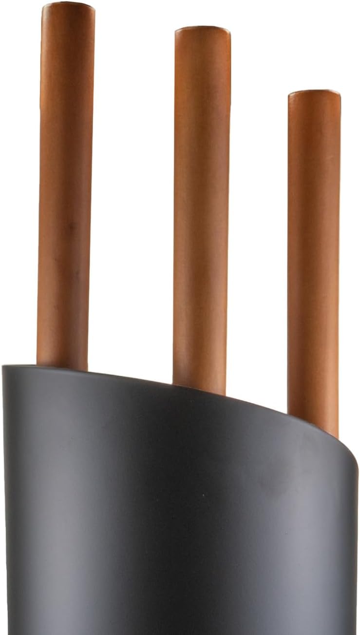 Raik Kaminbesteck Benno 3-teilig Stahl Schwarz mit langen Holzgriffen Feuerstellen-Zubehör-Set mit S