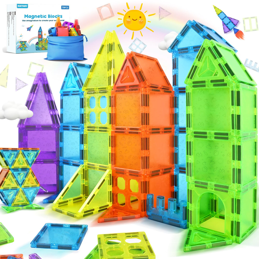 Magnetische Bausteine 78 Teile Magnetbausteine Magnet Spielzeug Kinder Magnetspielzeug Magnet Bauste