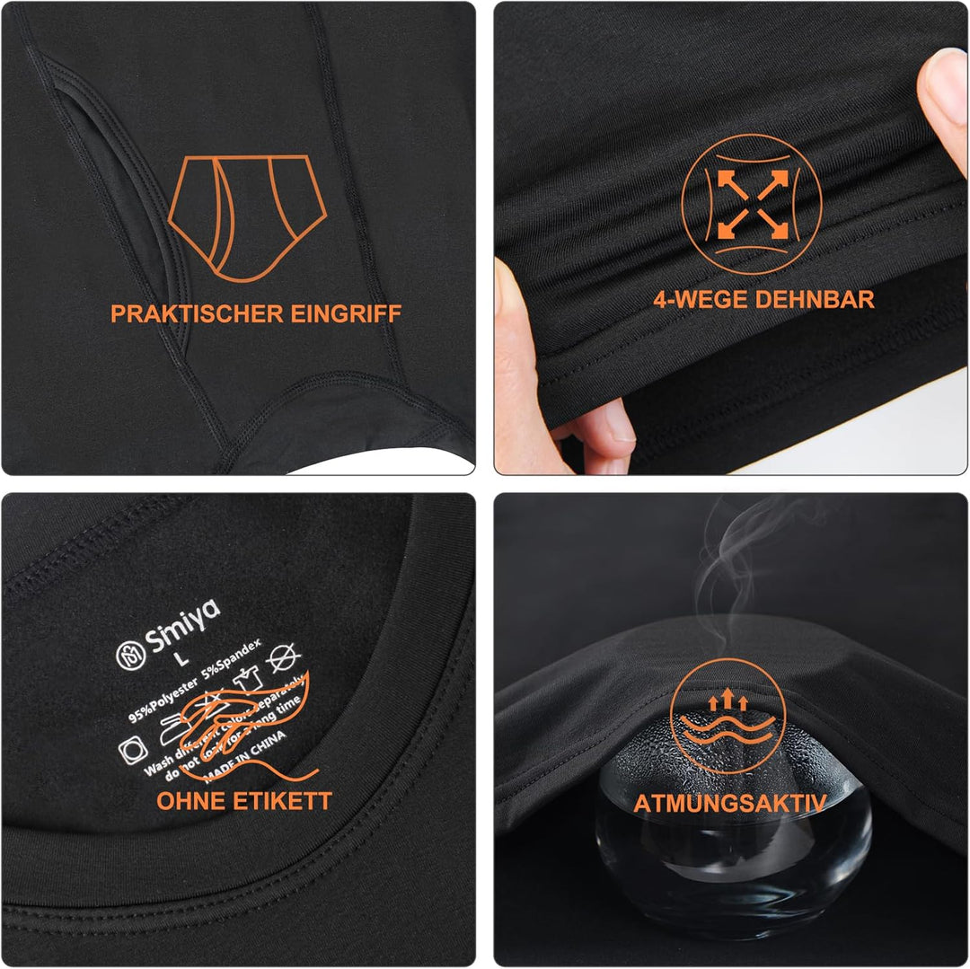 SIMIYA Herren Wu01 Unterwäsche M Schwarz X 2, M Schwarz X 2