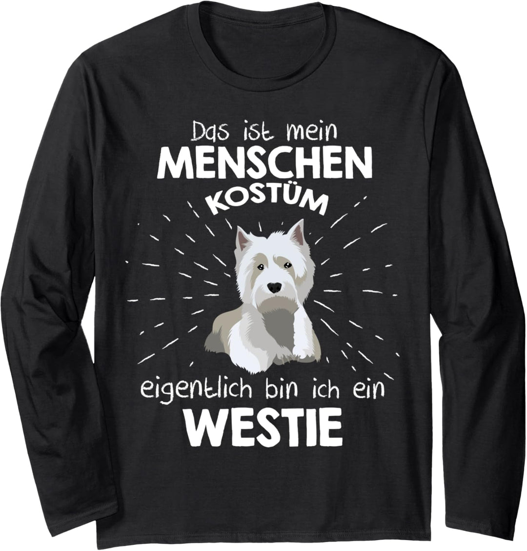 Mein Menschen Kostüm Bin ich ein Westie, Halloween Outfit Langarmshirt