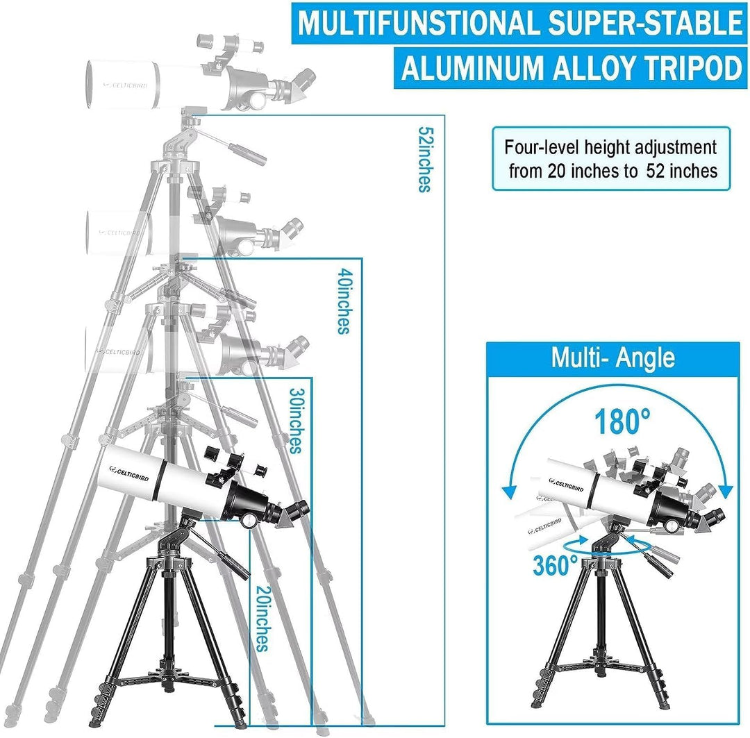 Teleskop mit 80 mm Öffnung und 600 mm Öffnung für Erwachsene, Astronomie Anfänger astronomisches tra