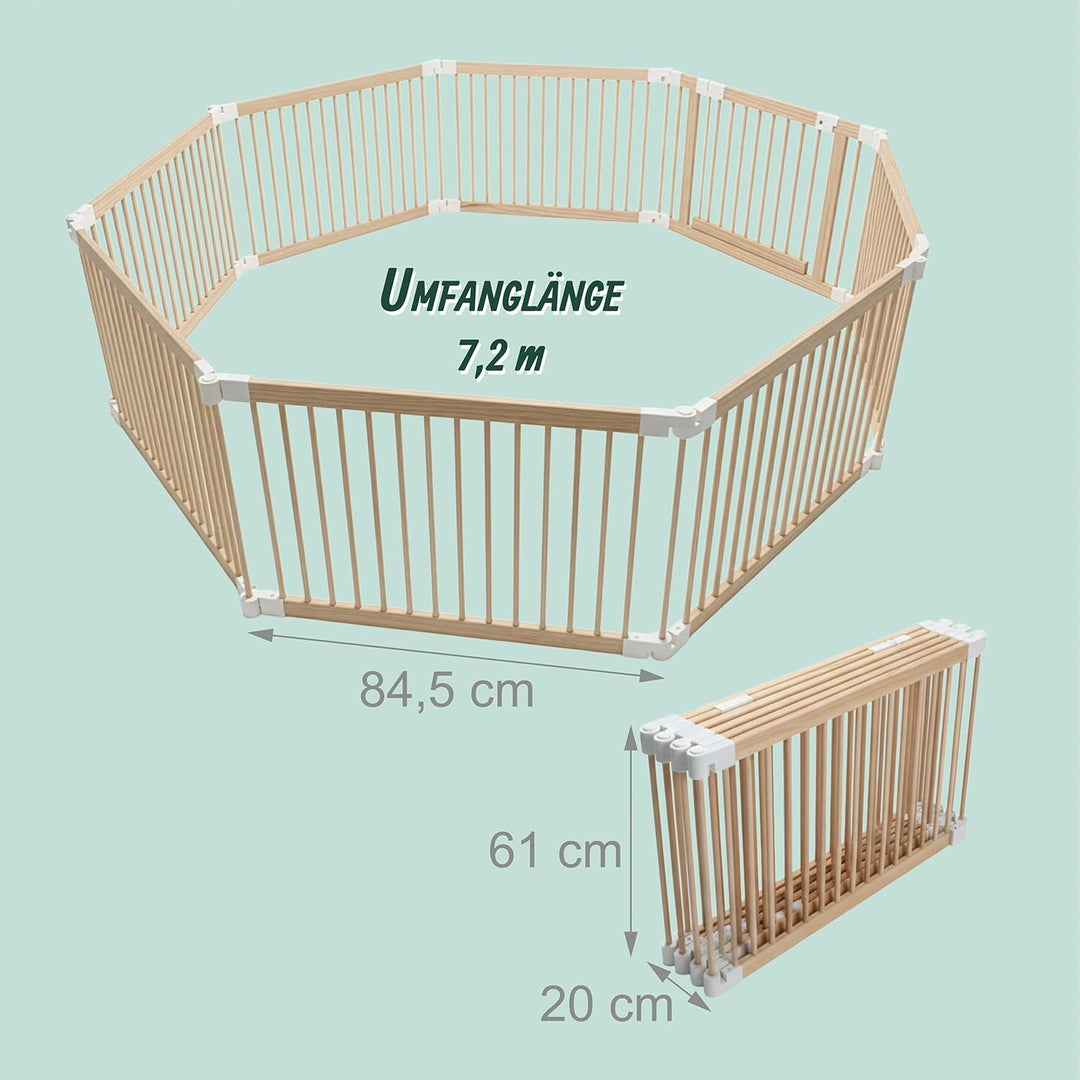 Relaxdays Laufstall Baby, Flexibles Laufgitter mit Tür, 8 Panel HxB: 61 x 84,5 cm, sichere Spielecke