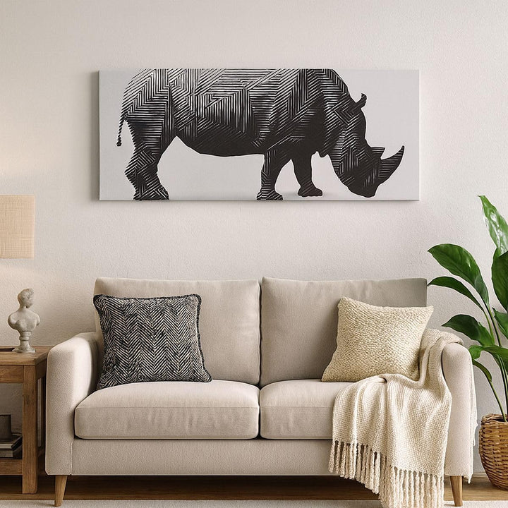 Wandbilder Dekoration Wohnzimmer Nashorn Tier Afrika Safari Panorama Bilder auf Leinwand 120x50cm Le