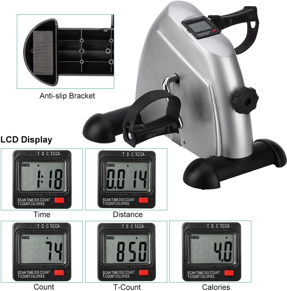 Minibike Heimtrainer Bewegungstrainer Pedaltrainer Trainingsgerät Fitnessgerät mit LCD-Monitor Einst