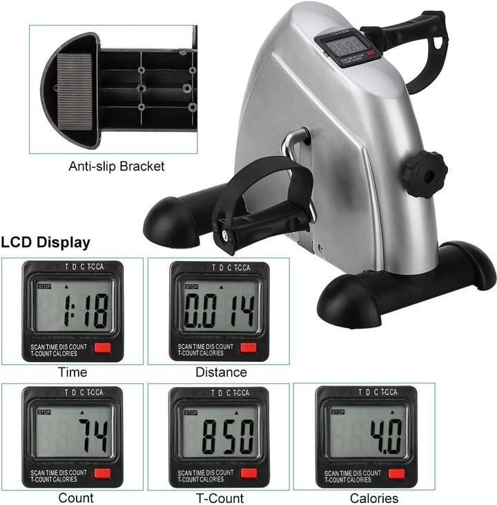 Minibike Heimtrainer Bewegungstrainer Pedaltrainer Trainingsgerät Fitnessgerät mit LCD-Monitor Einst