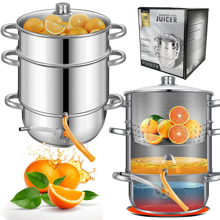 KARL HAUSMANN Dampfentsafter 8L Edelstahl - Entsafter Kocher für Induktion, Gas &amp; alle Herdarten | S