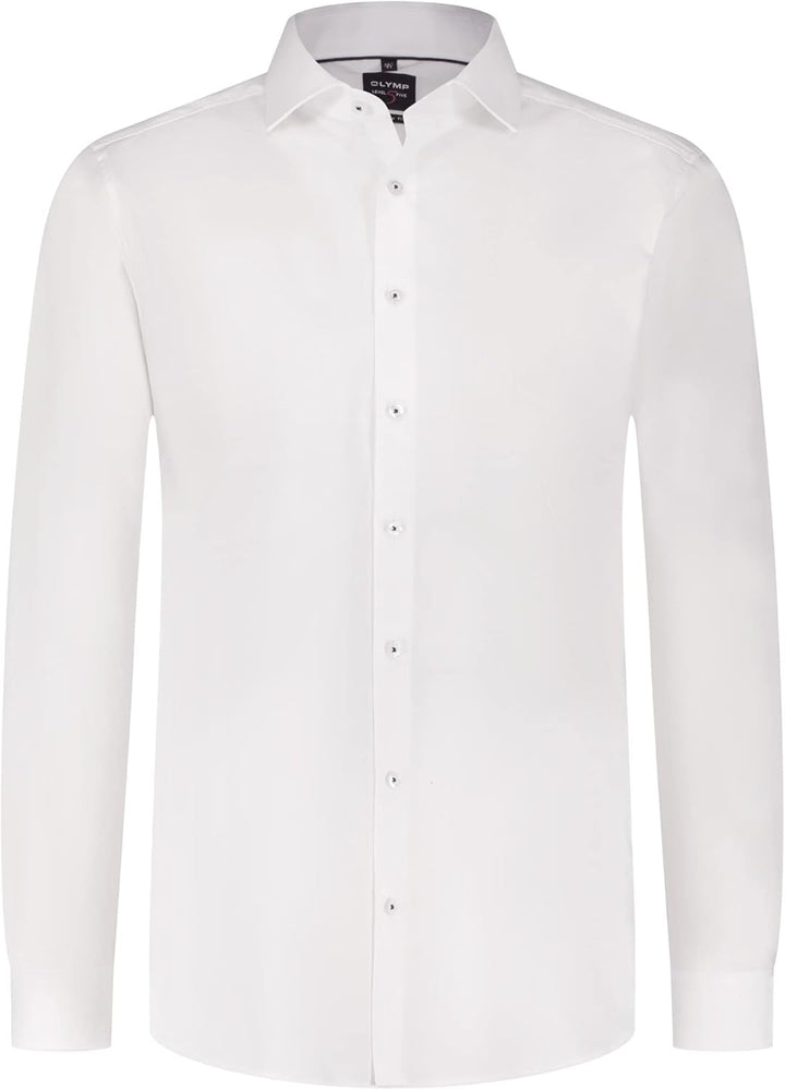 OLYMP Herren Businesshemd Langarm Level Five,Einfarbig,Body fit,Royal Kent 44 Weiss 00, 44 Weiss 00
