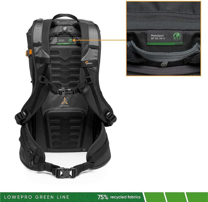 Lowepro PhotoSport BP 24L AW III, Wander Kamerarucksack für Spiegellose, seitlicher Zugriff, herausn
