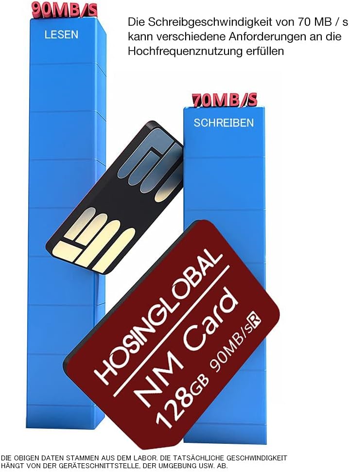 NM-Speicherkarte 128GB 90MB/S Nano-Speicherkarte Nano-Karte Nur für Huawei P30/P40/P50/P60-Serie/Mat