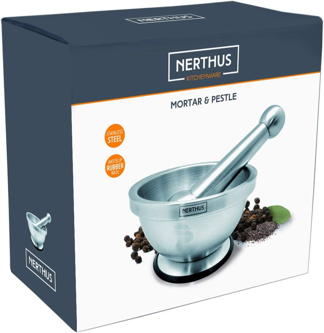 Vin Bouquet FIH 020 - Mörser mit Stössel, Ø 14 cm, mit rutschfester Basis, edelstahlfarben