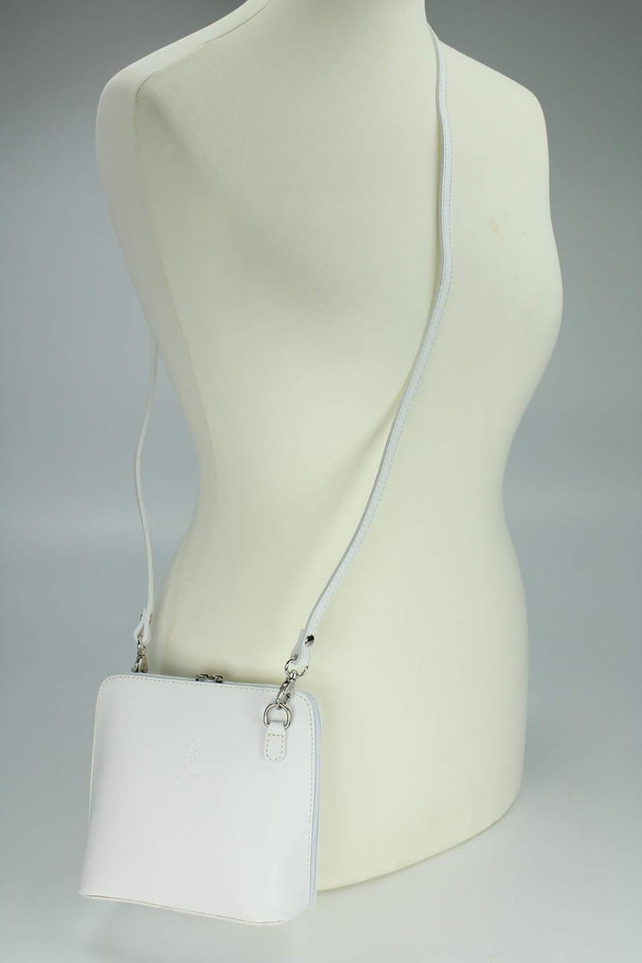 Belli italienische Ledertasche Damen Umhängetasche klein Handtasche Schultertasche Abendtasche in we