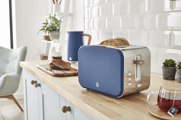 Swan Nordic Frühstücks-Set, kabellos, 1,7 l, 2200 W, Toaster mit breitem Schlitz, 2 Scheiben, 3 Funk